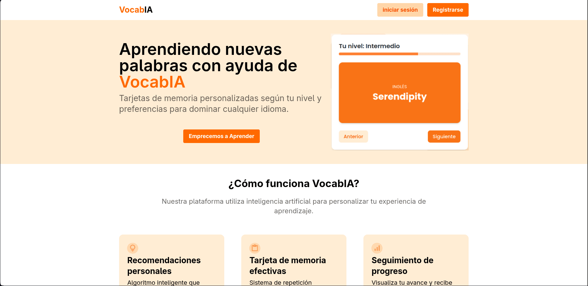 Screenshot of VocabAI